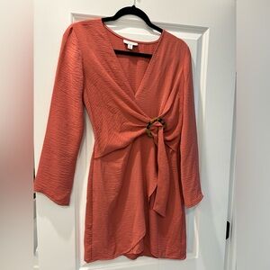 Topshop Terracotta Dress with Unique Ring Accent